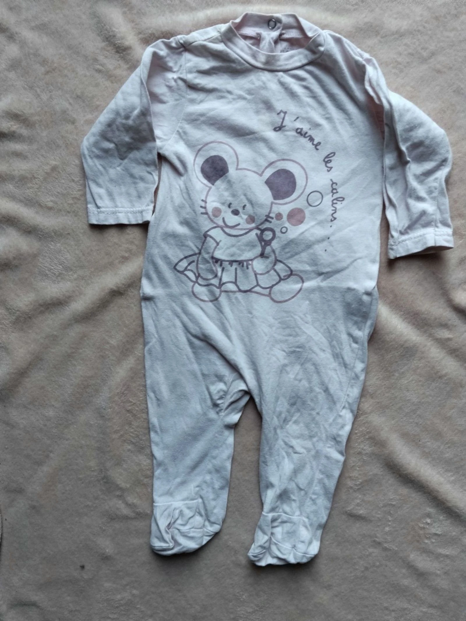 Pyjama bébé Petit Kimbaloo 6 mois rose pâle motif petite souris
